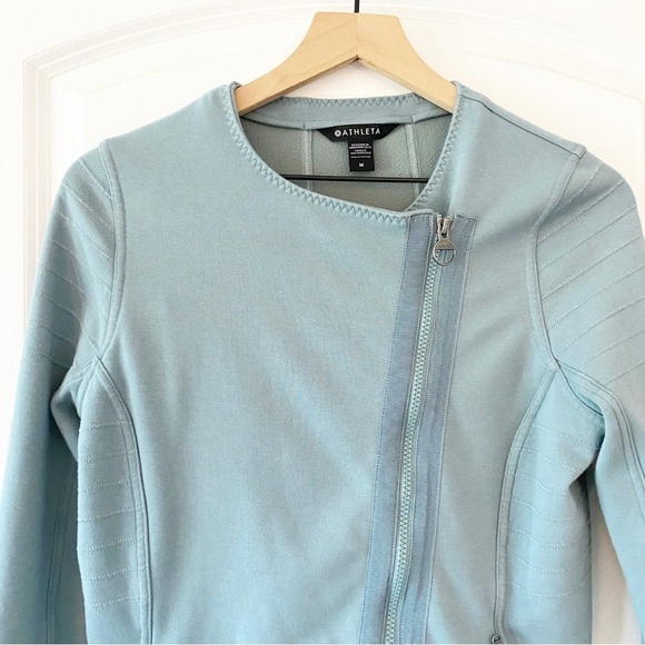 ATHLETA Moto Full Zip Sweatshirt Fleece Lined Athletic - Picture 7 of 15